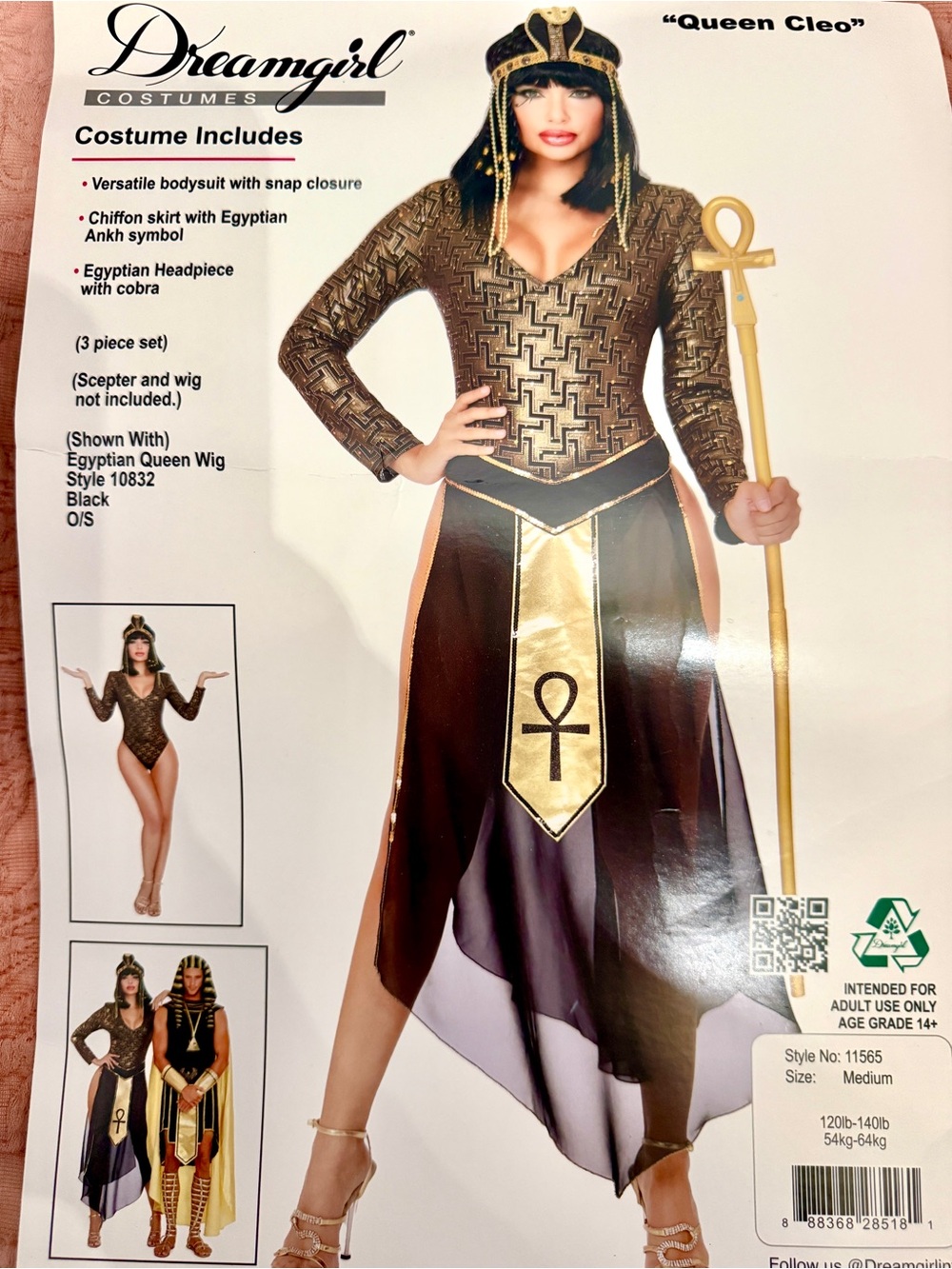 Dreamgirl Cleopatra Kids Costume in Black and Gold